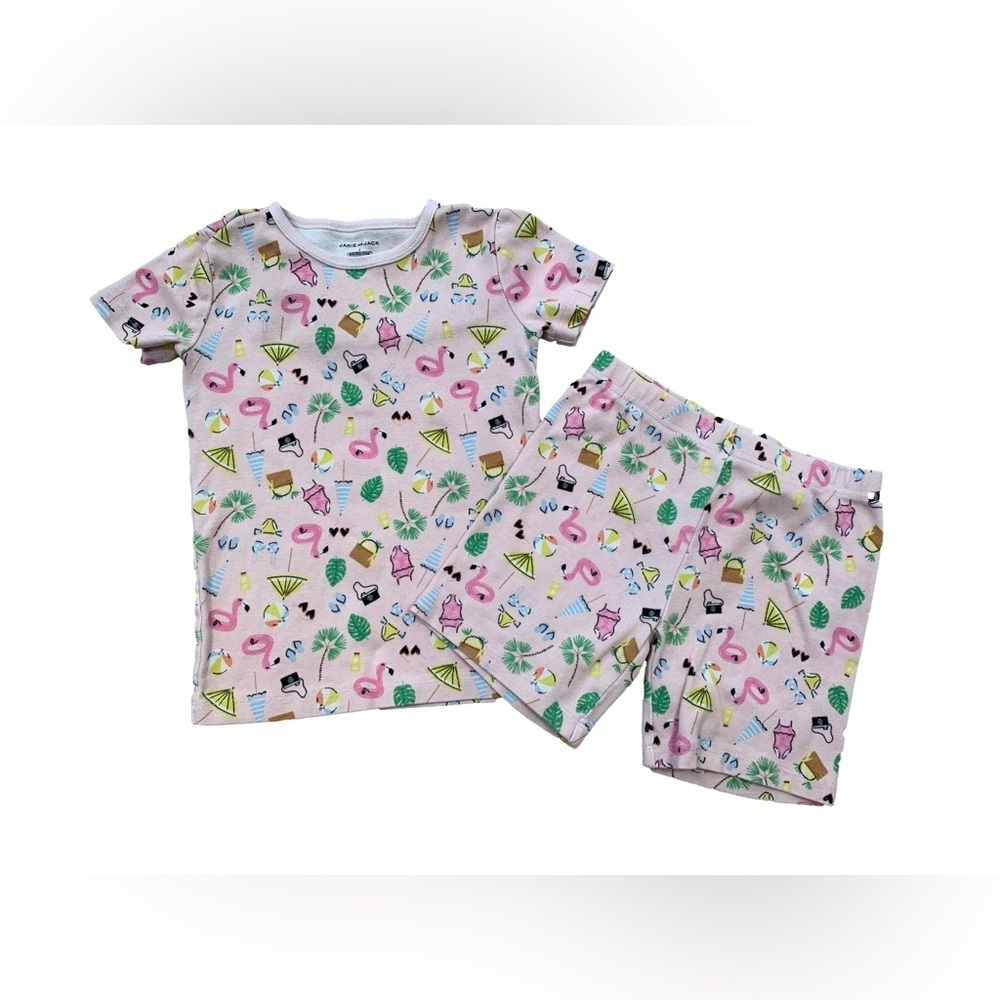 Janie and Jack Size 7 Beach Print Short John Two Piece Pajamas